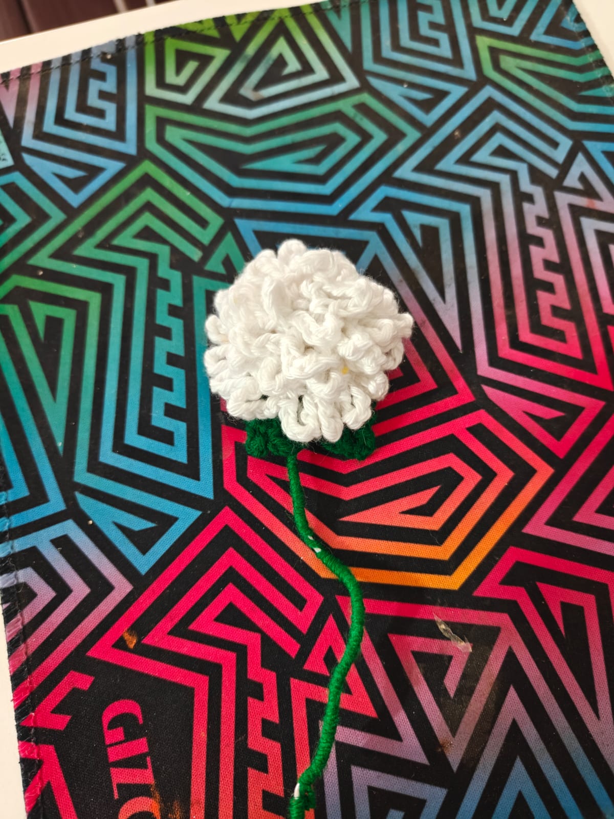 White crochet flower motif