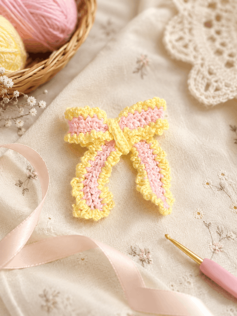 Sunshine Blush — Crochet Bow